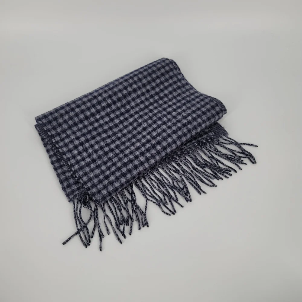 J. Crew 100% Cashmere Blue Double Sided Scarf with Fringe